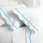 400TC Cotton Scallop Embroidery & Border Sateen Solid Pillowcases (Set Of 2) PushpLinen