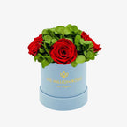 Basic Light Blue Suede Garden Box | Red Roses The Million Roses