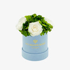 Basic Light Blue Suede Garden Box | White Roses The Million Roses