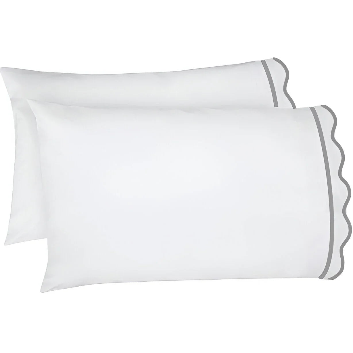 400TC Cotton Scallop Embroidery & Border Sateen Solid Pillowcases (Set Of 2) PushpLinen
