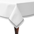 Triple Embroidery Border Sateen Cotton Solid Table Cloth PushpLinen