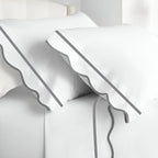 400TC Cotton Scallop Embroidery & Border Sateen Solid Pillowcases (Set Of 2) PushpLinen