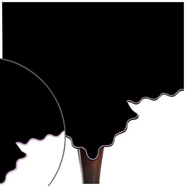 Scallop Embroidery Sateen Cotton Solid Table Cloth - Black PushpLinen