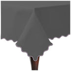 Scallop Embroidery Sateen Cotton Solid Table Cloth - Dark Grey PushpLinen