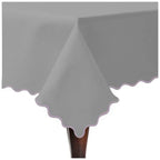 Scallop Embroidery Sateen Cotton Solid Table Cloth - Light Grey PushpLinen