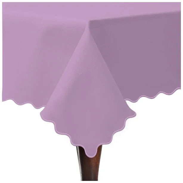 Scallop Embroidery Sateen Cotton Solid Table Cloth - Lilac PushpLinen