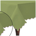Scallop Embroidery Sateen Cotton Solid Table Cloth - Sage PushpLinen
