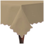 Scallop Embroidery Sateen Cotton Solid Table Cloth - Taupe PushpLinen