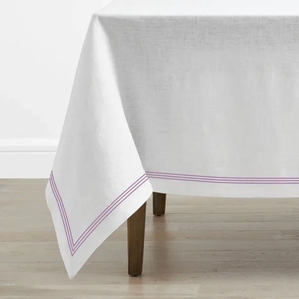 Triple Embroidery Border Linen Table Cloth PushpLinen