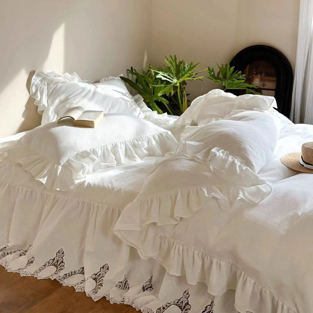 Liliane Elegant Ruffle Double Gauze Bedding Set / Hollow Out Ever Lasting