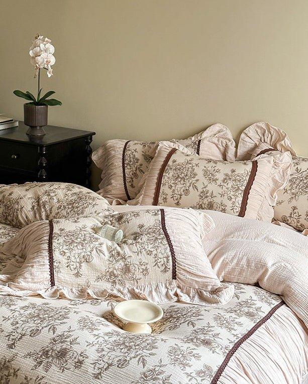 Lillian Retro Floral Ruffle Bedding Set Ever Lasting