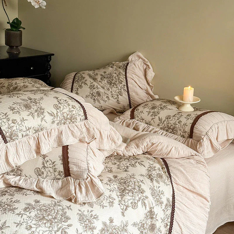 Lillian Retro Floral Ruffle Bedding Set Ever Lasting