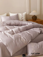 Lily of the Valley Embroidered Silky Bedding Set / Brown Ever Lasting