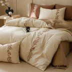 Lily of the Valley Embroidered Silky Bedding Set / Brown Ever Lasting