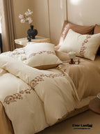 Lily of the Valley Embroidered Silky Bedding Set / Pink Ever Lasting