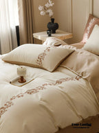 Lily of the Valley Embroidered Silky Bedding Set / Pink Ever Lasting