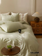 Lily of the Valley Embroidered Silky Bedding Set / Pink Ever Lasting