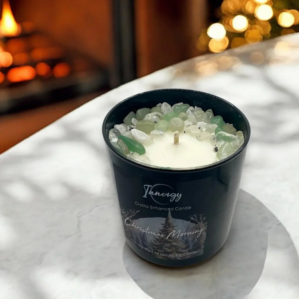 Limited Edition: Christmas Morning Crystal Candle | Coconut-soy Wax Candle, 9oz, detail shot - House Of Avana