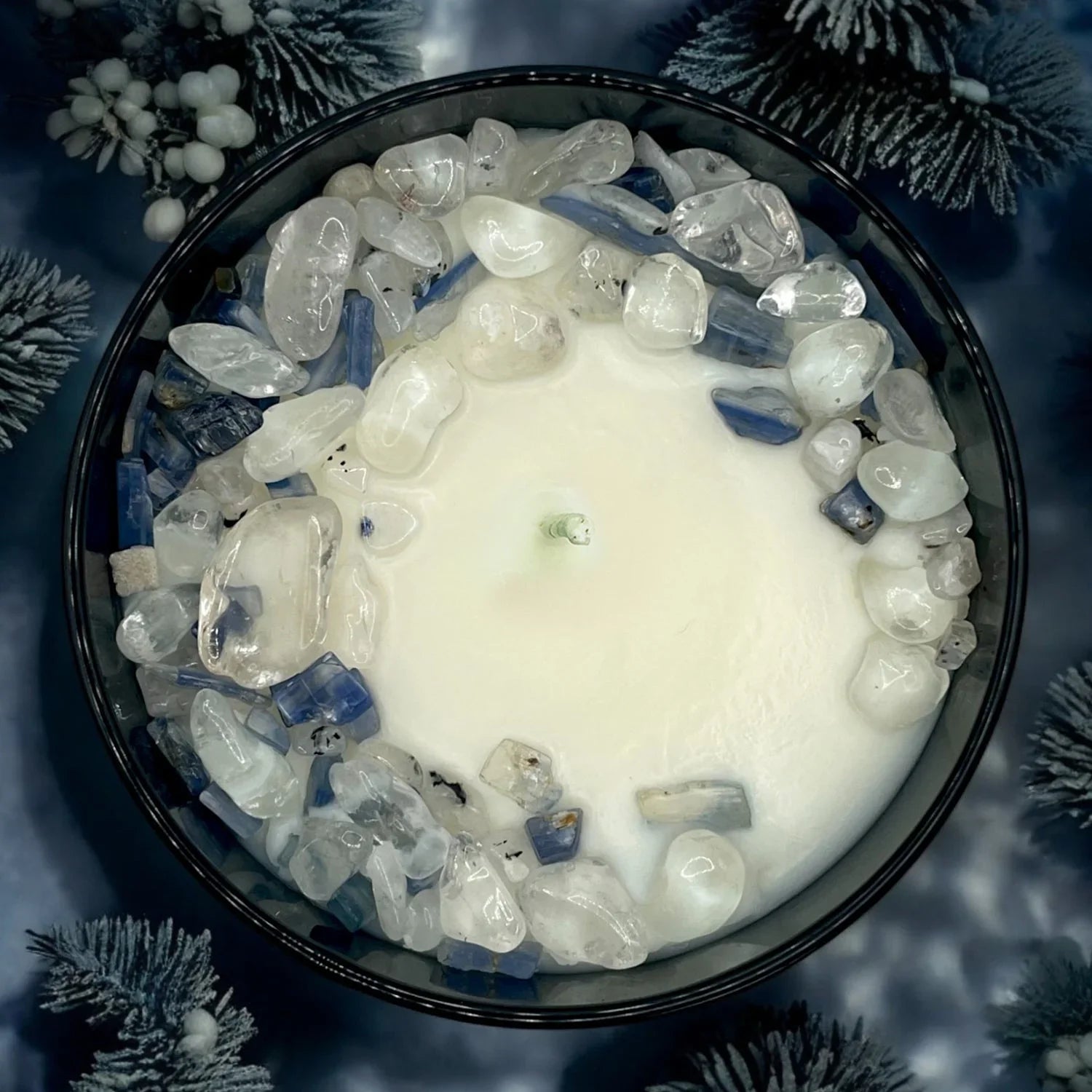 Limited Edition: Winter's Eve Crystal Candle | Coconut-soy Wax Candle, 9oz, front view - House Of Avana