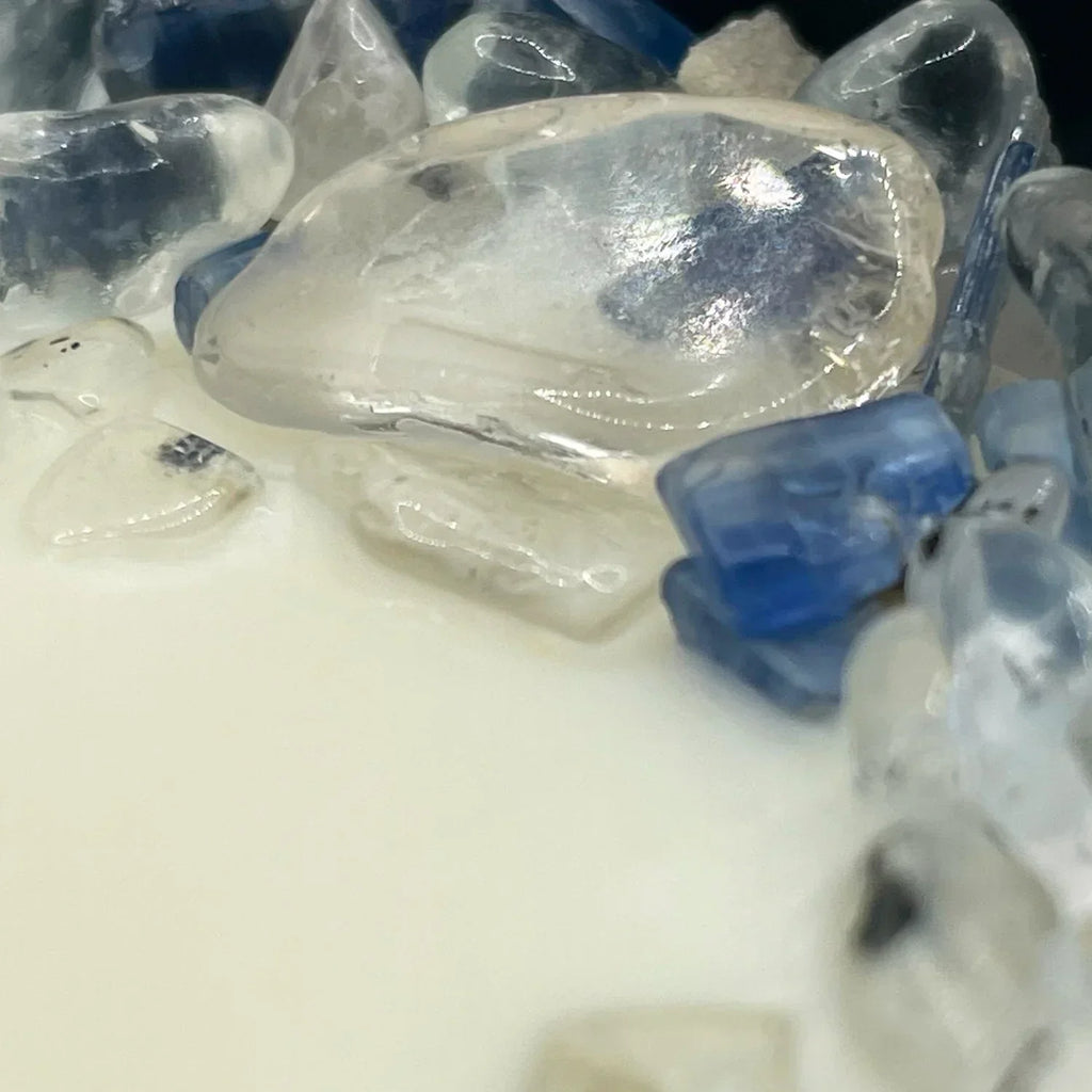 Limited Edition: Winter's Eve Crystal Candle | Coconut-soy Wax Candle, 9oz, angled view - House Of Avana