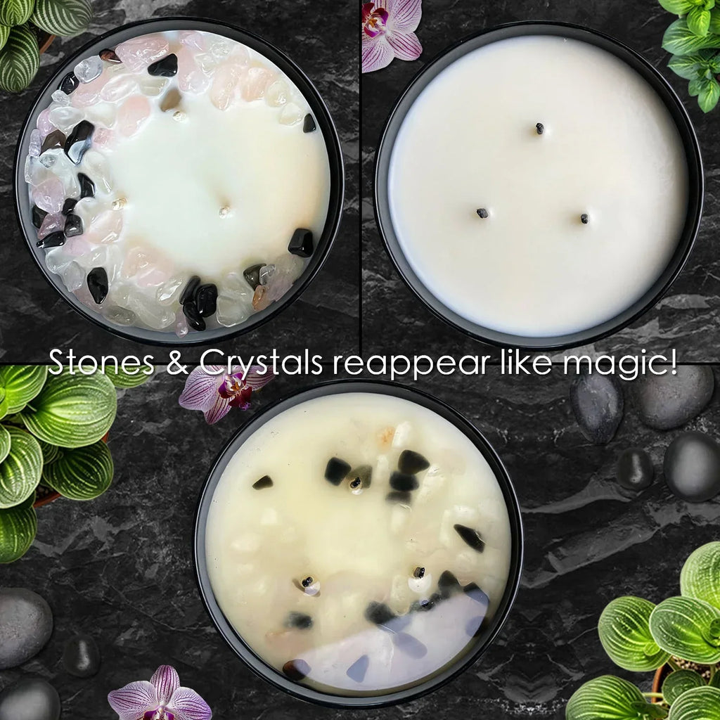 Limited Edition: Winter's Eve Crystal Candle | Coconut-soy Wax Candle, 9oz, angled view - House Of Avana