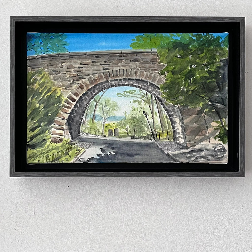 Linden Terrace Arch, Watercolor, Plein Air, back view - House Of Avana