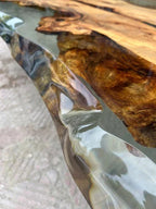 Solid Linden Wood Natural Look Epoxy Resin Side Dining Table Gizz