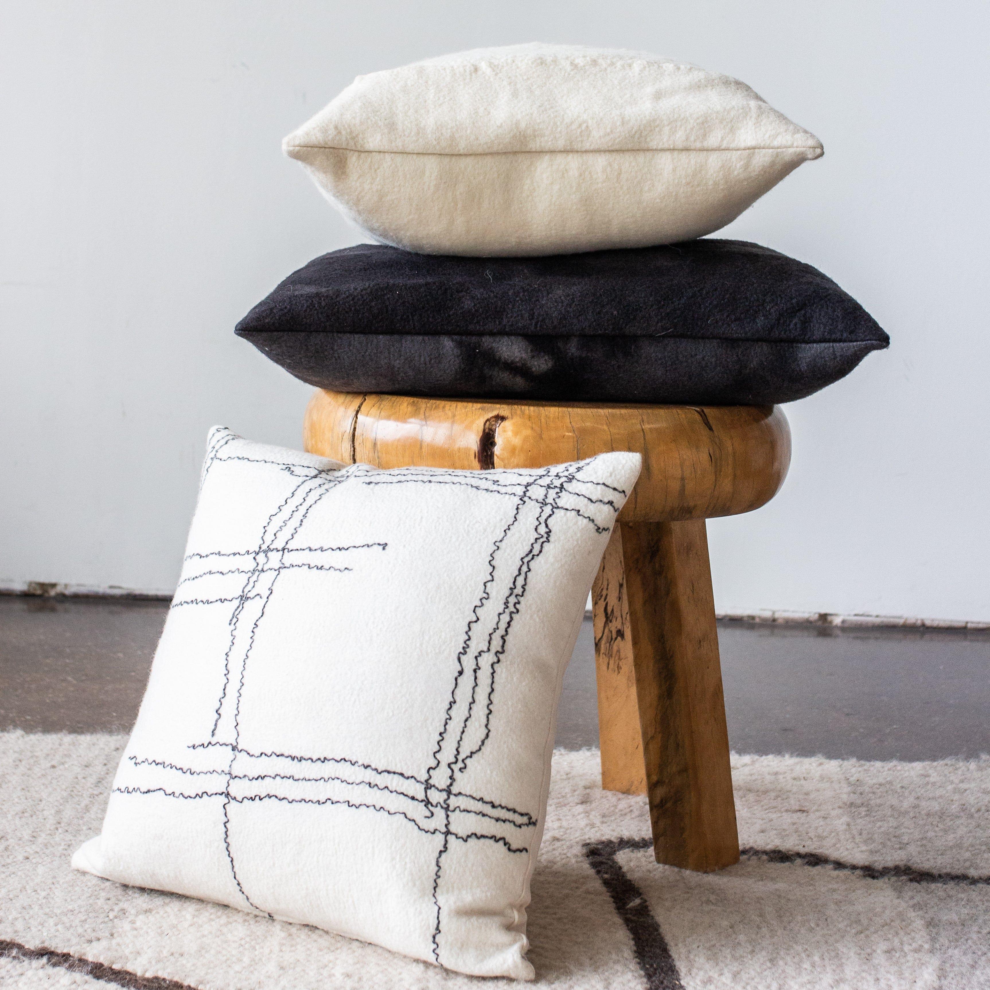 Linear Organic Wool and Silk Throw Pillow Kanju Interiors