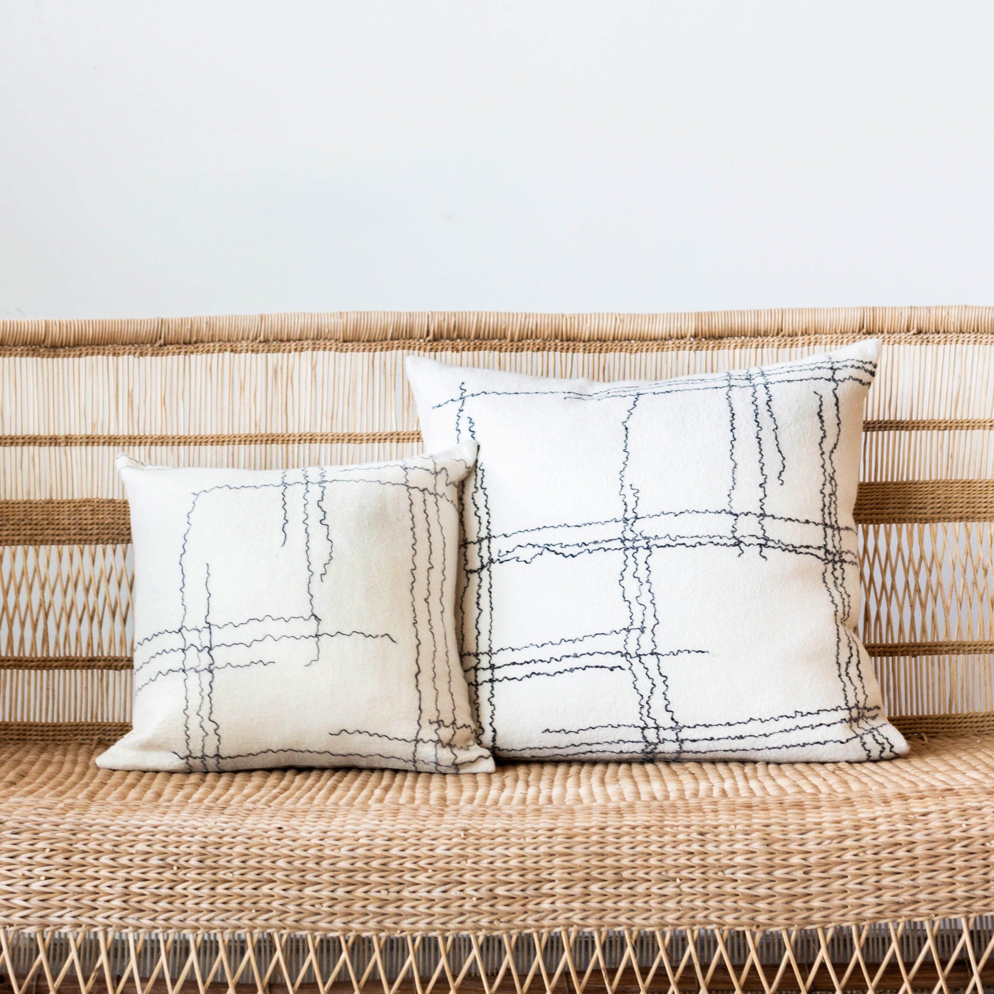 Linear Organic Wool and Silk Throw Pillow Kanju Interiors