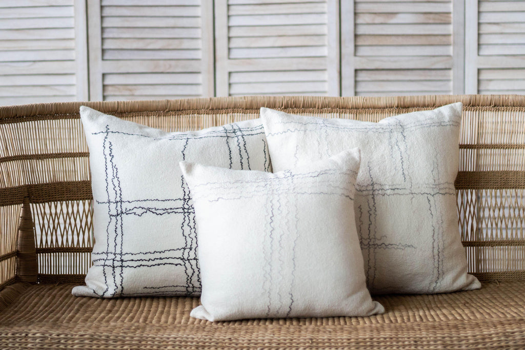 Linear Organic Wool and Silk Throw Pillow Kanju Interiors