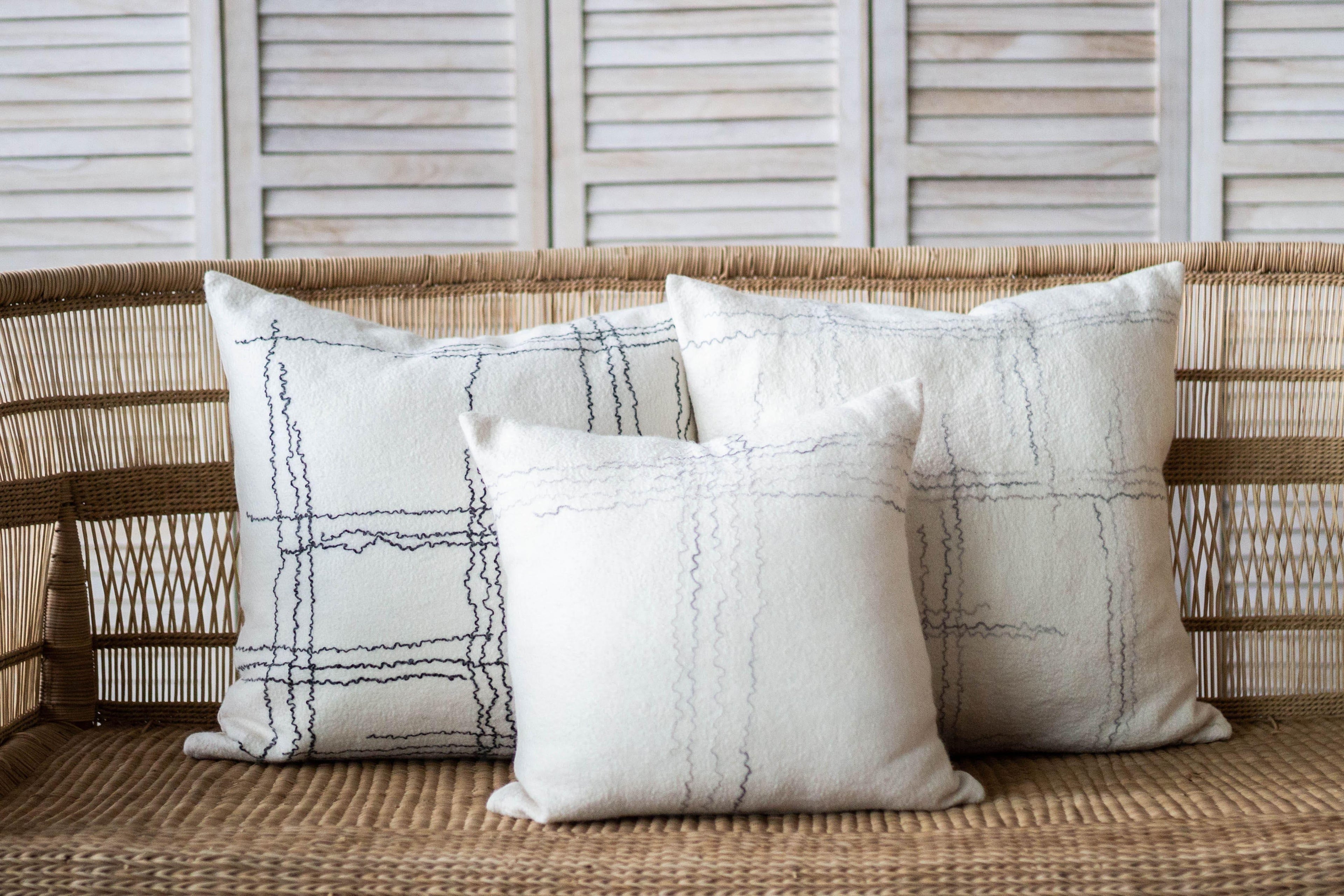 Linear Organic Wool and Silk Throw Pillow Kanju Interiors