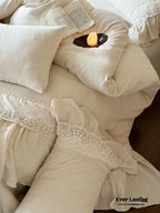 Amelie Lace Embroidered Linen Cotton Bedding Set - House Of Avana