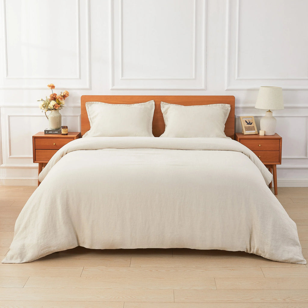 100% Linen Duvet Cover Set, detail shot - House Of Avana