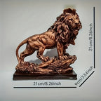 Majestic Lion Sculpture - Golden Collectible Figurine, detail shot - House Of Avana