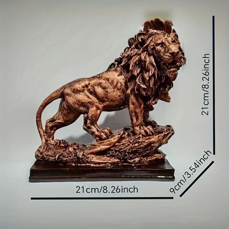 Majestic Lion Sculpture - Golden Collectible Figurine, detail shot - House Of Avana
