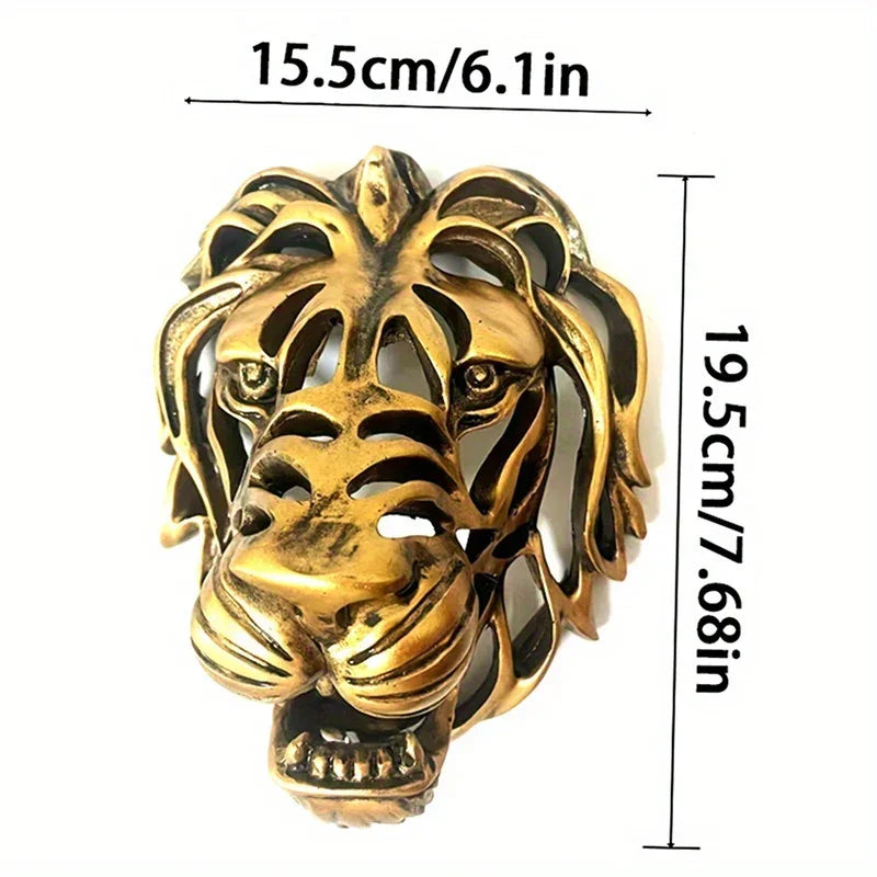 Large Lion Wall Mounted Art Sculpture Gold Resin Decor - House Of Avana