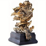 Lion King Statue - Golden Sandstone King of Beasts Figurine, Dynamic Pose with Fierce Expression, Ideal for Home & Study Decor, Great Collectible Gift, Lion Wall Decor - House Of Avana