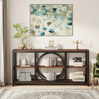 LITTLE TREE 70.9 inch Sofa Console Table, Extra Long Narrow Entryway Tables with 3 Tier Wood Storage Shelves Metal Frame for Foyer Hallway Living Room Behind Couch - House Of Avana