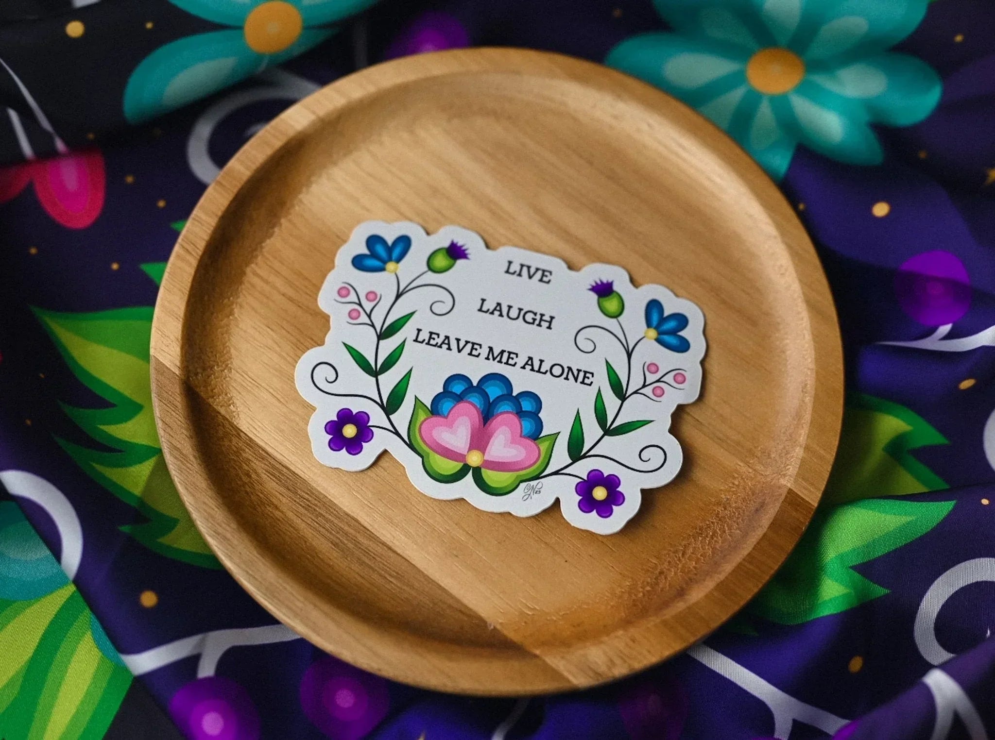 Live Laugh Leave Me Alone Sticker Bizaanide'ewin