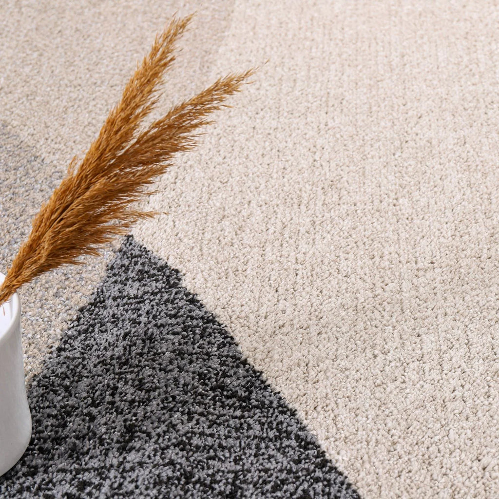 Living Room Rug Fiesta with Geometric Design in Beige Grey Cream RugYourHome