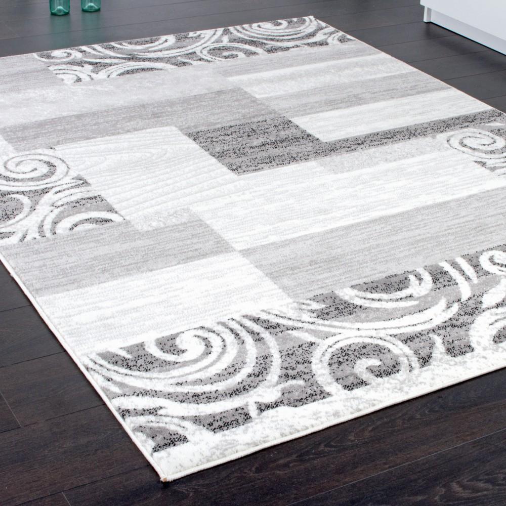 Living Room Rug Low-Pile in Grey White Cream RugYourHome