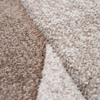 Living Room Rug Madeira Bordered with Geometric Pattern - Brown Beige RugYourHome