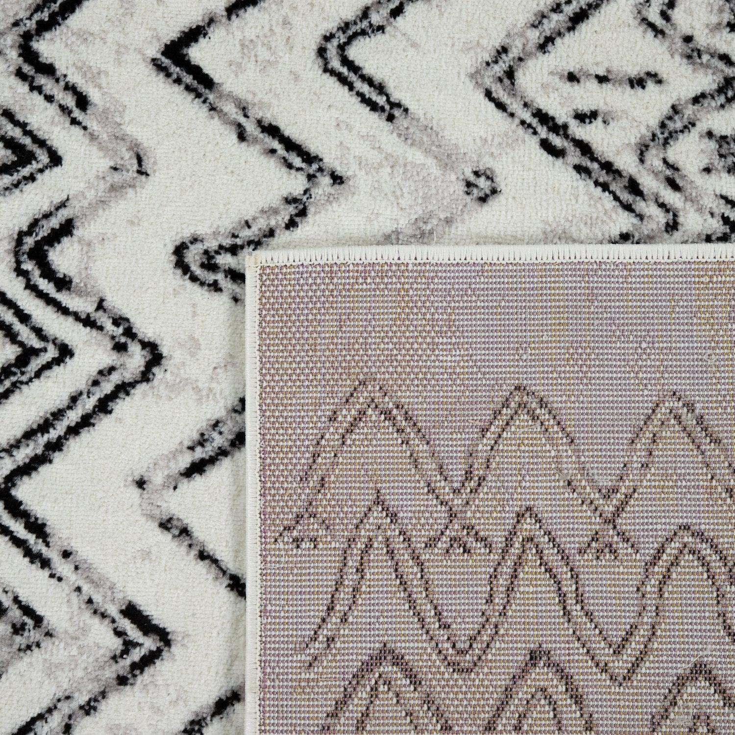Living Room Rug with Scandi Pattern Low-Pile in Cream Grey RugYourHome