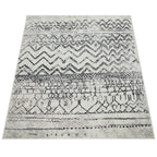 Living Room Rug with Scandi Pattern Low-Pile in Cream Grey RugYourHome