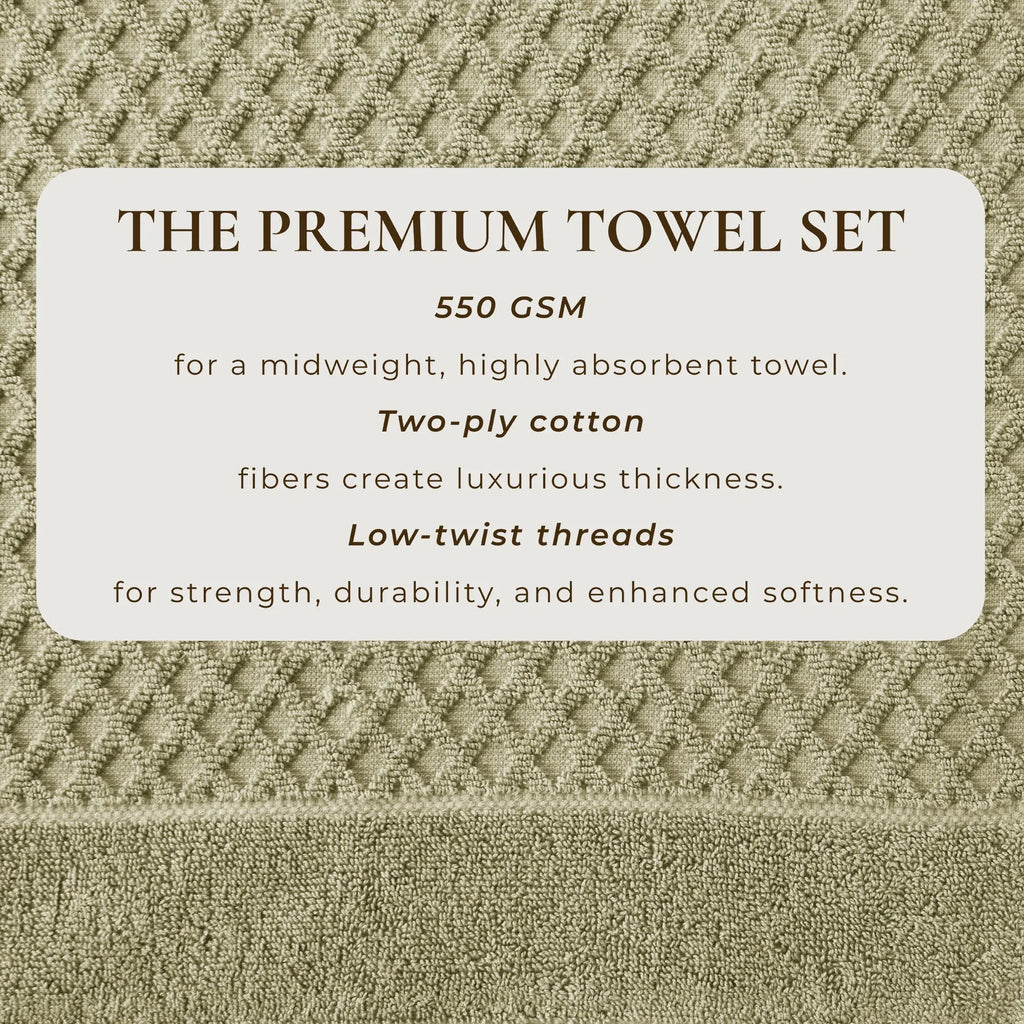Cotton Diamond Waffle Weave Bath Towel Set - Grayson Collection