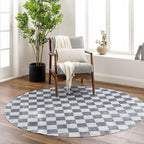 Alie Gray Checkered Washable Area Rug Hauteloom