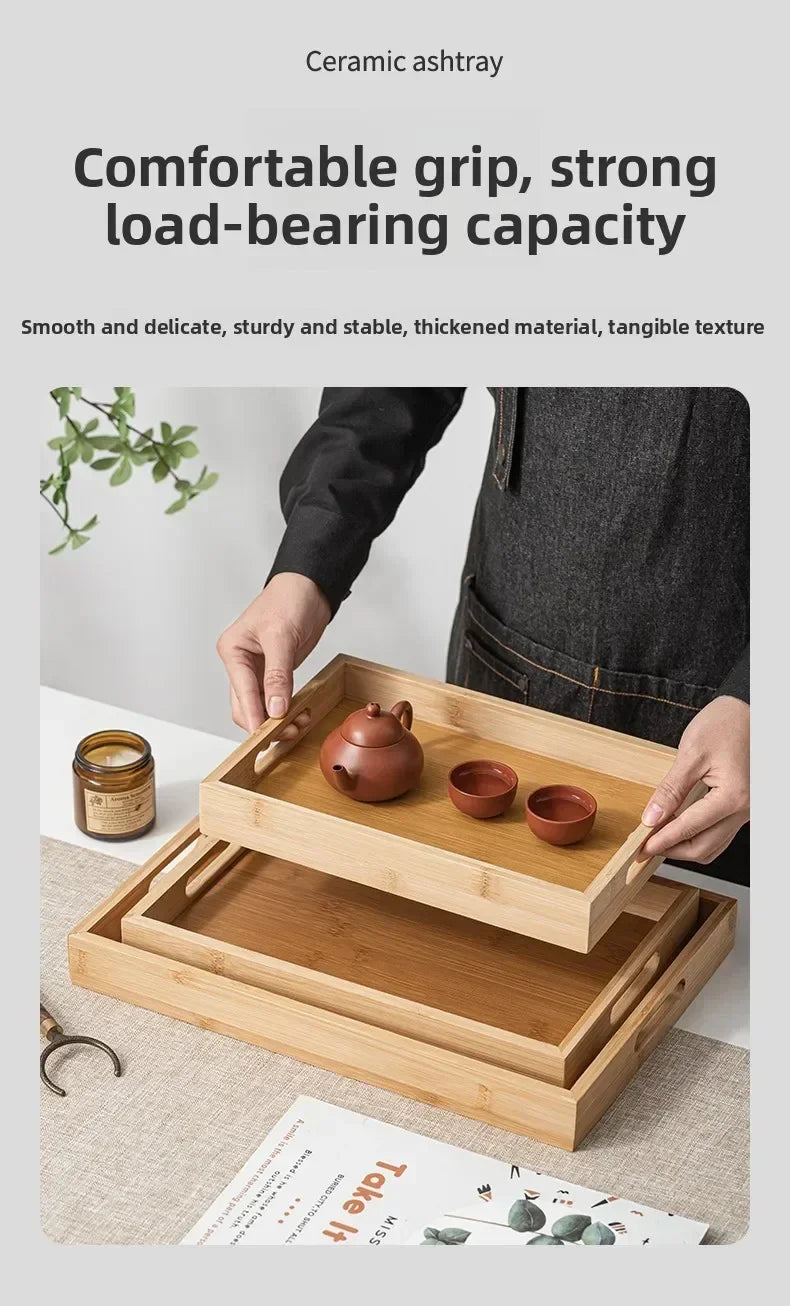 Long Rectangle Bamboo Tea Serving Tray