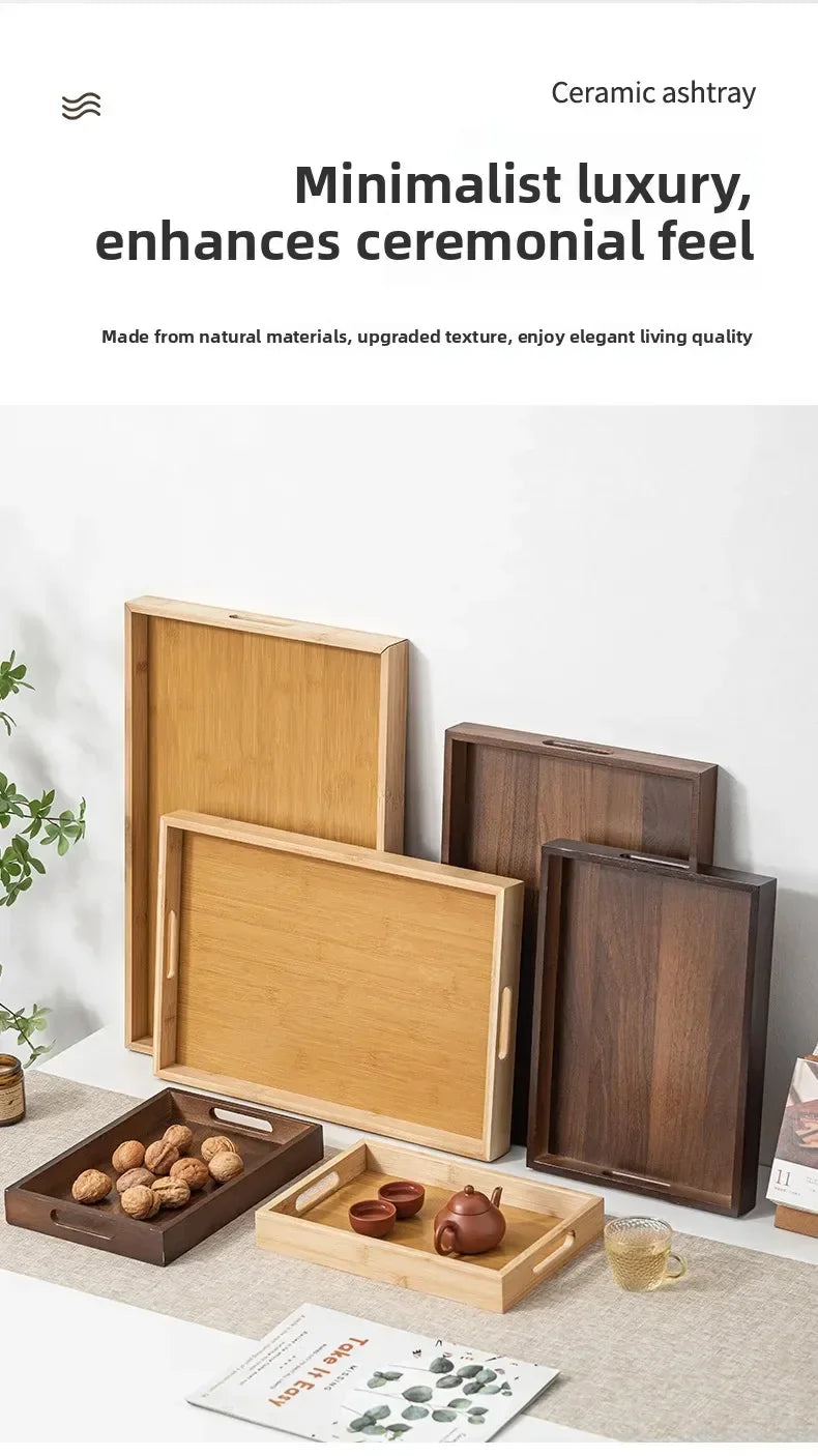 Long Rectangle Bamboo Tea Serving Tray