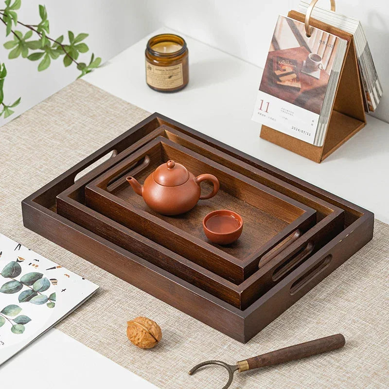 Long Rectangle Bamboo Tea Serving Tray