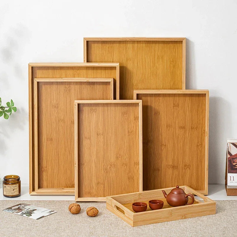 Long Rectangle Bamboo Tea Serving Tray